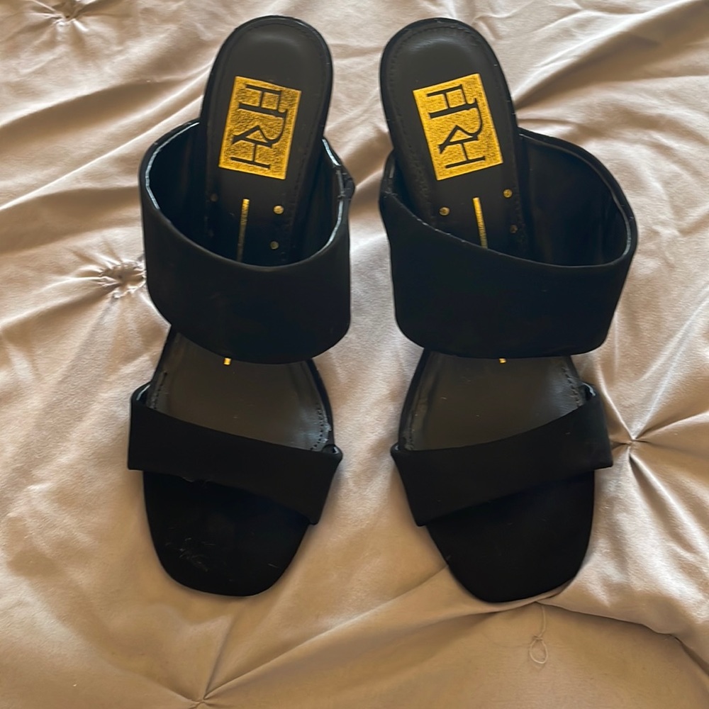 Black open toe heels